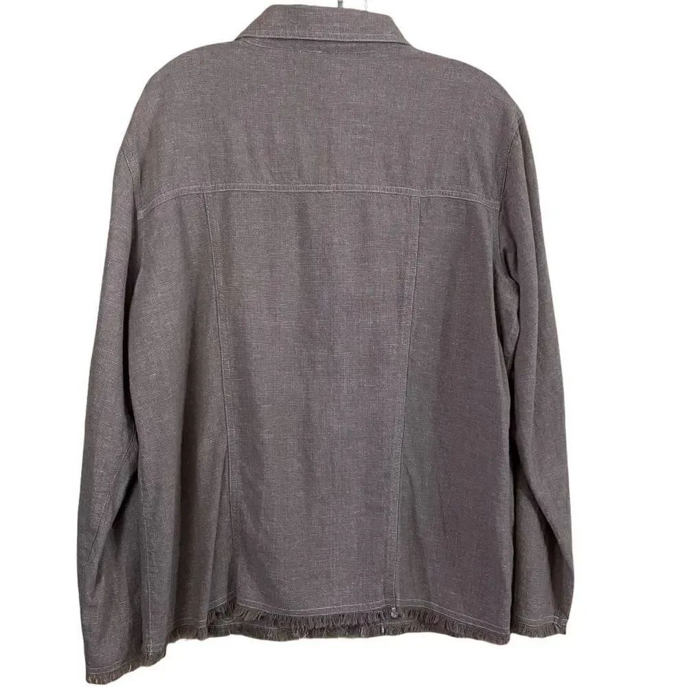 Chico's Design Linen Fringe Bottom Jacket Size 3 - Picture 5 of 7
